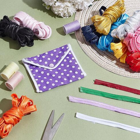AHANDMAKER 56 Yards 14 Colors Maxi Piping Bias Tape with Welting Cord 3/8 inch Wide Upholstery Piping Trim with Welting Cord Fabric Edge Trim for Sewing Project Home Decoration Webbing Garment in Kuwait