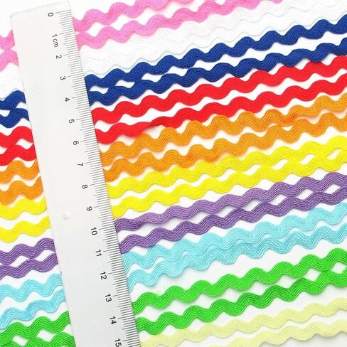 50yards Multi-Colors Colorful 5mm Wave Bending Fringe Trim Ribbon for Clothes Dress Sewing Flower Making Home Party Wedding Decoration Lace Ribbon Craft Supply (Mix, 1/4"(5mm)) in Saudi Arabia