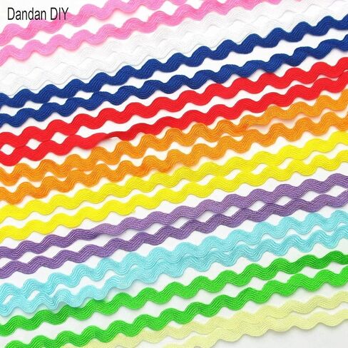 50yards Multi-Colors Colorful 5mm Wave Bending Fringe Trim Ribbon for Clothes Dress Sewing Flower Making Home Party Wedding Decoration Lace Ribbon Craft Supply (Mix, 1/4"(5mm)) in Saudi Arabia