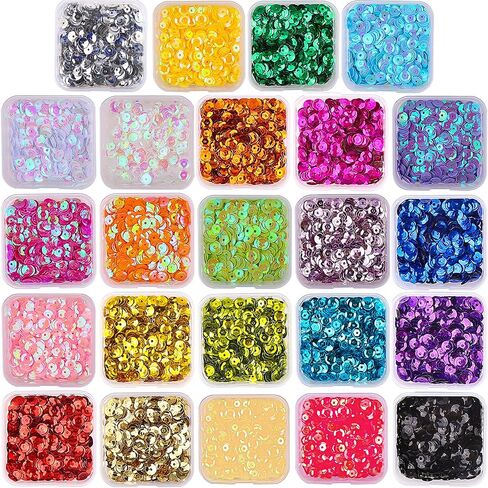 DIYASY 45000 Pcs Mini 4MM Sequins for Crafts – 24 Colors Round Cup Embroidery Sequins with Hole in Kuwait