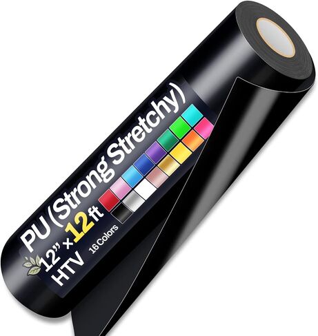 Sooez 12" x 12ft Heat Transfer Vinyl Rolls, PU (Strong Stretchy) HTV Vinyl in Kuwait