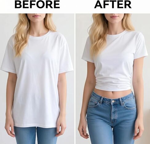2 Pack Crop Top Tuck Band, Adjustable Elastic Shirt Cropping Band for Women Tucking Shirts Sweater, Black and White in Saudi Arabia