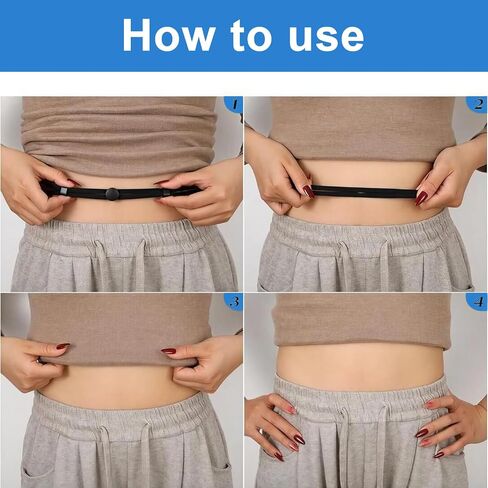 2 Pack Crop Top Tuck Band, Adjustable Elastic Shirt Cropping Band for Women Tucking Shirts Sweater, Black and White in Saudi Arabia