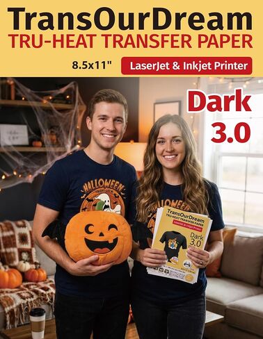 TransOurDream Iron on Heat Transfer Paper for Dark and Light T Shirts (Mixed Pack, 5+5 Sheets, 8.5x11) Printable HTV Heat Transfers Vinyl for LaserJet & Inkjet Printers (D3L3) in Kuwait