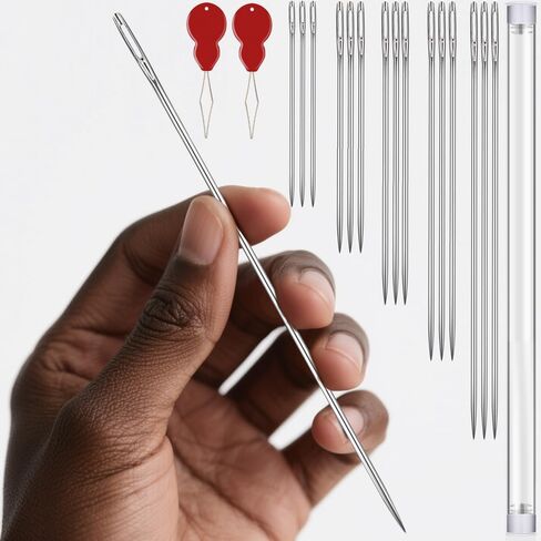 8 Inch Upholstery Hand Embroidery Needles with Storage Tube8 inch/3PCS Upholstery Needles for Hand Embroidery Tapestry with Storage Tube Stitching and Crafting in Saudi Arabia