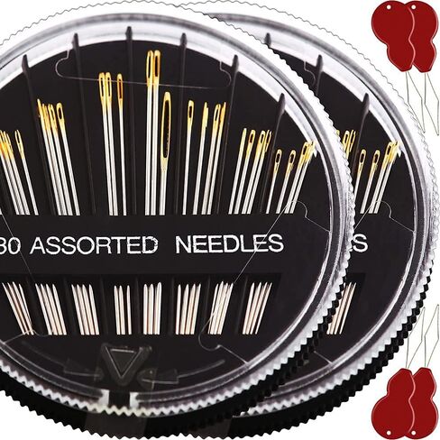Premium 30/60 Pack Sewing Needles for Hand Sewing Repair with 2 Threaders, 6 Sizes Assorted Large Eye Stitching Needles for Embroidery and Handsewing in Saudi Arabia