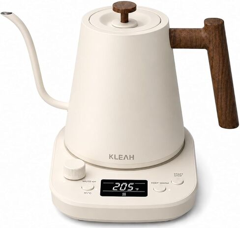 KLEAH Gooseneck Electric Kettle for Pour Over Coffee Tea Brewing, 0.8L Pour-Over Kettle, Keep Warm for 2H, Stainless Steel Kettle, Auto Shutoff, Boil-Dry Protection, Digital Display, Black, for Gift in Kuwait