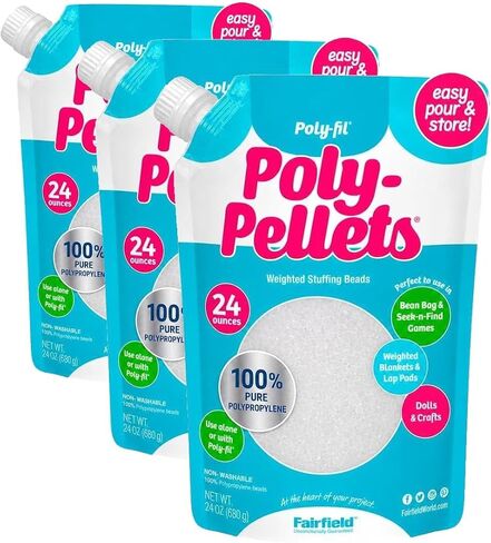 Fairfield Poly-Fil Poly-Pellets, Premium Polyester Weighted Stuffing Beads, Stuffing for Stuffed Animals, Toys, Bean Bags, Weighted Blankets, and More, 24-Ounce Bag in Kuwait