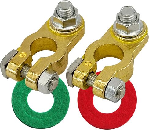 Ampper Brass Battery Terminal Connectors, Top Post Battery Terminals Clamp Set for Marine Car Boat RV Vehicles (1 Pair) in Kuwait