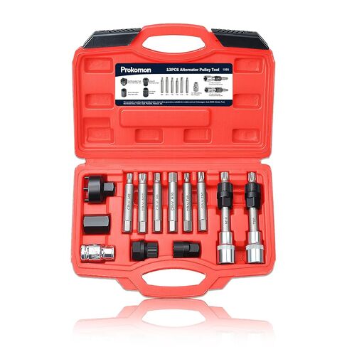 13 Pcs Alternator Pulley Tool Kit, Alternator Pulley Removal Tool, Insert Bit Socket Set Tool Kit – Car Pulley Removal Decoupling Puller in Saudi Arabia