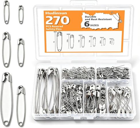 Hudinsun 120 PCS 5 Different Sizes Black Safety Pins Assorted, Small and Large Safety Pins Bulk for Sewing and Clothes in Saudi Arabia
