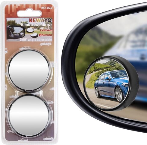 KEWAYO 2 Pack Automotive Blind Spot Mirrors, Small Round Convex Adjustable 360°Rotate Wide Angle Car Rear View Nirror for All Universal Vehicles Car Fit Stick-on Design in Kuwait