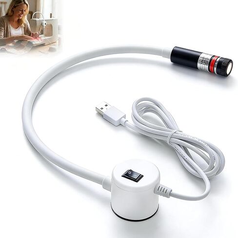 Magnetic Sewing Machine Light - Red Cross-Line Seam Guide with Strong Magnetic Base, Flexible Gooseneck Arm & USB Power, Hands-Free Precision Quilting Light for Straight Stitching in Kuwait