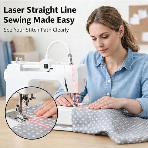Magnetic Sewing Machine Light - Red Cross-Line Seam Guide with Strong Magnetic Base, Flexible Gooseneck Arm & USB Power, Hands-Free Precision Quilting Light for Straight Stitching in Kuwait