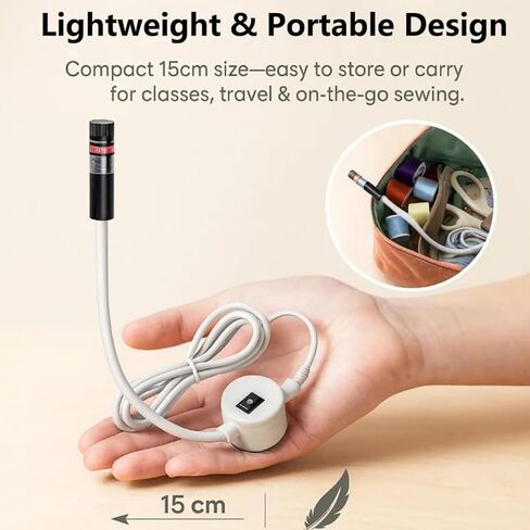 Magnetic Sewing Machine Light - Red Cross-Line Seam Guide with Strong Magnetic Base, Flexible Gooseneck Arm & USB Power, Hands-Free Precision Quilting Light for Straight Stitching in Kuwait