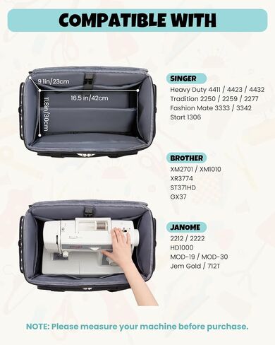 Amythe Rolling Sewing Machine Bag with Wheels, 5-Wheel Carrying Case in Saudi Arabia