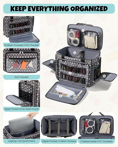 Amythe Rolling Sewing Machine Bag with Wheels, 5-Wheel Carrying Case in Saudi Arabia