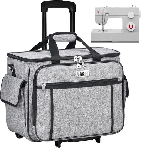 CAB55 Rolling Sewing Machine Case, Detachable Rolling Sewing Machine Carrying Case on Wheels, Trolley Tote Bag with Removable Bottom Wooden Board for Most Standard Sewing Machine and Accessories in Kuwait