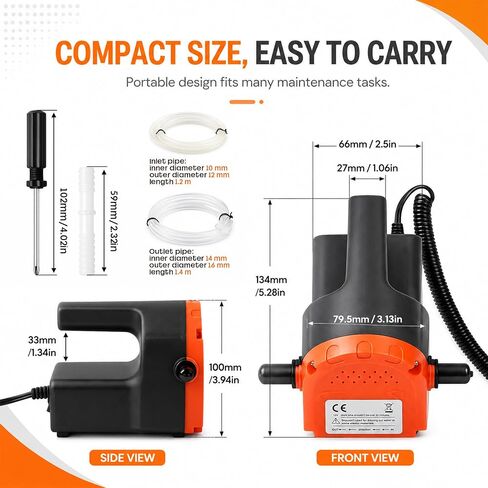 PLUMIA 12V 100W Oil Change Pump Extractor, Upgraded Oil/Diesel Fluid Pump Extractor Scavenge Suction Transfer Pump, Marine Electric Oil Pump, For Boat, Car, Motorcycle, ATV, RV, Truck, Motorbike in Saudi Arabia
