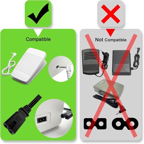 Brother Sewing Machine Foot Pedal Controller Replacement FC-322 XC8816-021, with 6.5FT AC Power Cord Cable, Guaranteed to fit Brother CS5055prw CS6000i CS7000i CE1100prw CE5000prw CE8080 SQ9185 SQ9285 in Saudi Arabia