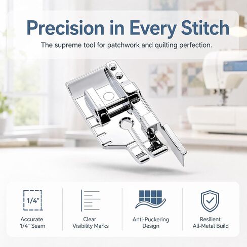 1/4 inch Snap On Foot w/Guide Quarter Inch Foot Quilting Patchwork Presser Foot for Brother,Singer,Janome,Kenmore,Babylock Etc Sewing Machines in Kuwait