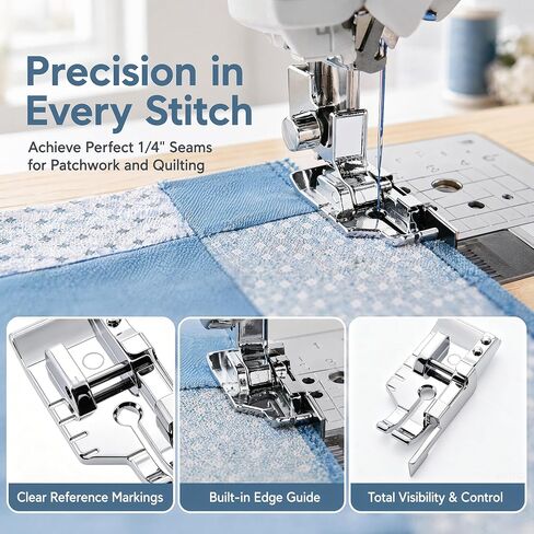 1/4 inch Snap On Foot w/Guide Quarter Inch Foot Quilting Patchwork Presser Foot for Brother,Singer,Janome,Kenmore,Babylock Etc Sewing Machines in Kuwait