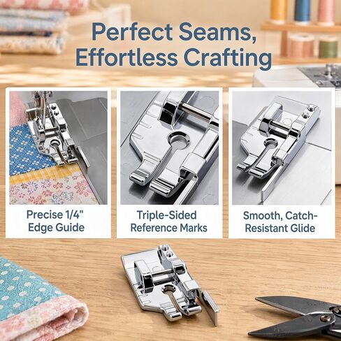 1/4 inch Snap On Foot w/Guide Quarter Inch Foot Quilting Patchwork Presser Foot for Brother,Singer,Janome,Kenmore,Babylock Etc Sewing Machines in Kuwait