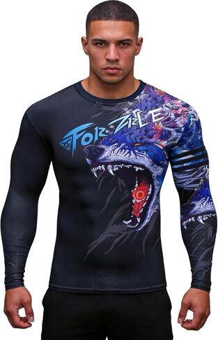 Red Plume Men’s 3D Printed Compression Long Sleeve T Shirts Top Tees in Kuwait