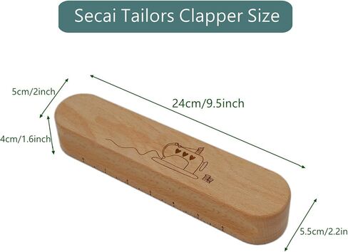 Tailors Clapper for Quilting and Ironing, Hardwood Professional Sewing Pressing Tool for Seam Flattening, Ideal for Setting Fabric Folds and Removing Clothing Wrinkles-9.5 Inches in Kuwait