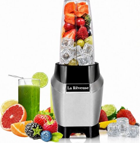 La Reveuse Personal Blender for Shakes and Smoothies 1000 Watts with 24 oz BPA-Free Portable Travel Bottle,Dishwasher Safe (Black) in Kuwait