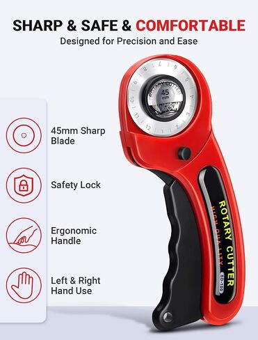 45mm Fabric Rotary Cutter with 5 Extra Blades, Ergonomic Handle in Saudi Arabia