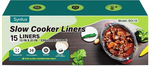 Syntus Slow Cooker Liners, 10 Count Cooking Bags Small Size Disposable Pot Liners Plastic Bags, Fit 1QT to 3QT for Slow Cooker Cooking Trays, 10.5"x 17.5", 10 Liners in Kuwait