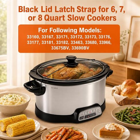 black Lid Latch Strap Rubber Band 6,7,8 quart Hamilton Beach Crock pot slow cooker WHT … in Kuwait