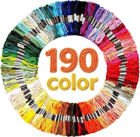 190 Skeins Rainbow Color Embroidery Floss Friendship Bracelet String Cross Stitch Embroidery Thread Cotton Floss Bracelet Yarn, Craft Floss in Saudi Arabia