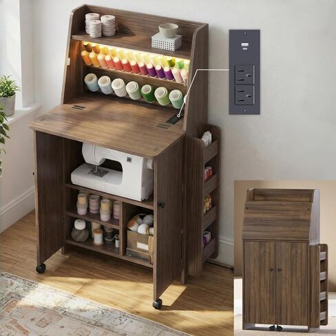 Foldable Sewing Machine Cabinet, Sewing Table with Storage for Small Spaces in Saudi Arabia