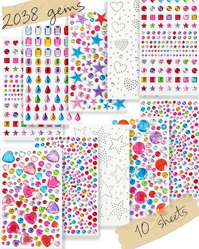 Bedazzle Everything Self Adhesive Gem Stickers 10 Sheets Large Chunky Jewels for Crafts, Adhesive Rhinestones in Saudi Arabia