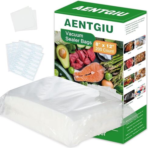 200 Vacuum Sealer Bags For Food, 8x12 Inch Thick BPA Free Vacuum Sealer Storage Bags, Compatible with All Vac Machines, Food Saver, Seal a Meal, Weston, Commercial Grade Precut Prep Sous Vide Bags in Kuwait