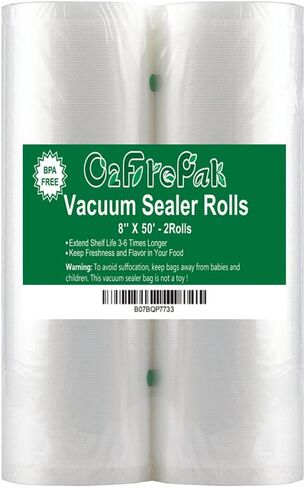 O2frepak 4Pack (Total 200Feet) 11x50 Rolls Vacuum Sealer Bags Rolls with BPA Free,Heavy Duty Vacuum Sealer Storage Bags Rolls,Cut to Size Roll,Great for Sous Vide in Kuwait