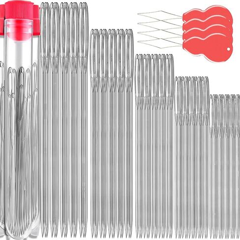 25 PCS Large Eye Sewing Needles, 5 Sizes Hand Sewing Needles, Including Embroidery - 25PCs with 2 Pcs Needle Threader and 1 Pcs Seam Ripper in Kuwait