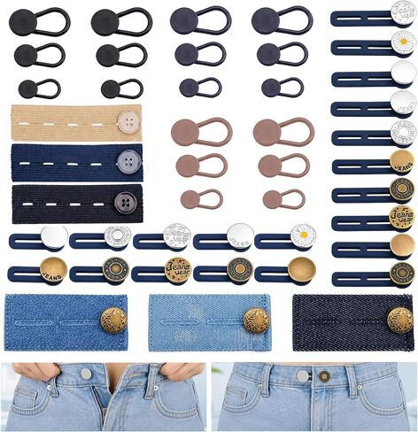 44-Pack Elastic Button Extenders for Jeans and Pants in Saudi Arabia