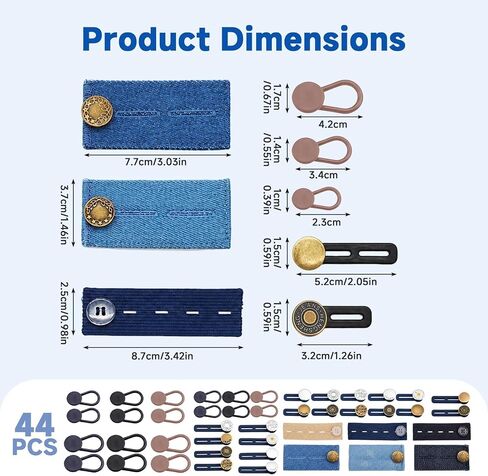 44-Pack Elastic Button Extenders for Jeans and Pants in Saudi Arabia