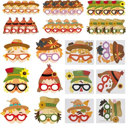 clothmile 24 Pack Thanksgiving Scarecrow Mask Craft Kits for Thanksgiving Paper Craft Scarecrow Mask with Stickers Fall Arts Craft Kit Fall Party Favors for Art Project in Kuwait