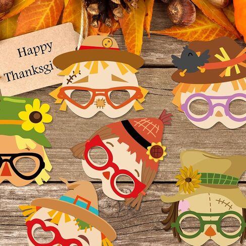 clothmile 24 Pack Thanksgiving Scarecrow Mask Craft Kits for Thanksgiving Paper Craft Scarecrow Mask with Stickers Fall Arts Craft Kit Fall Party Favors for Art Project in Kuwait