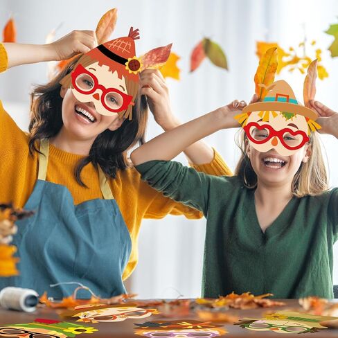 clothmile 24 Pack Thanksgiving Scarecrow Mask Craft Kits for Thanksgiving Paper Craft Scarecrow Mask with Stickers Fall Arts Craft Kit Fall Party Favors for Art Project in Kuwait