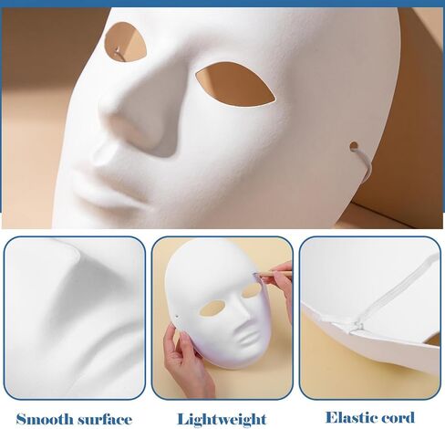 40 Pack 2 Sizes DIY Full Face Masks Paintable White Plain Paper Mache Masks in Saudi Arabia