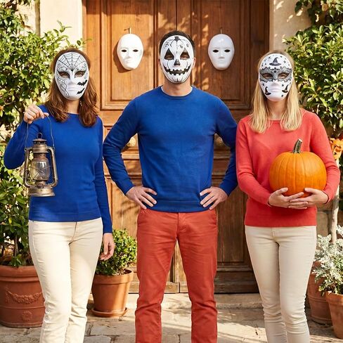 40 Pack 2 Sizes DIY Full Face Masks Paintable White Plain Paper Mache Masks in Saudi Arabia