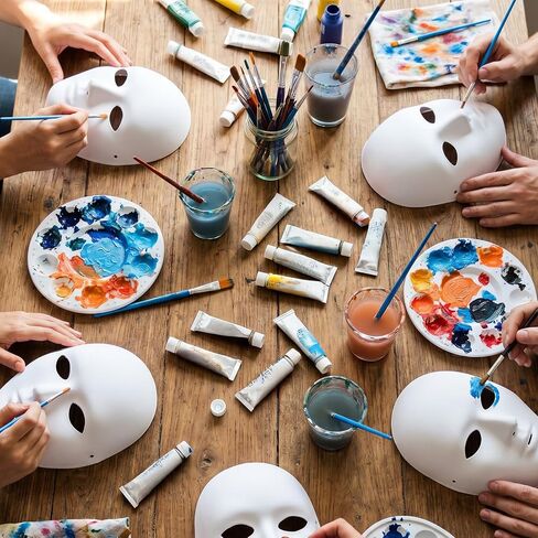 40 Pack 2 Sizes DIY Full Face Masks Paintable White Plain Paper Mache Masks in Saudi Arabia