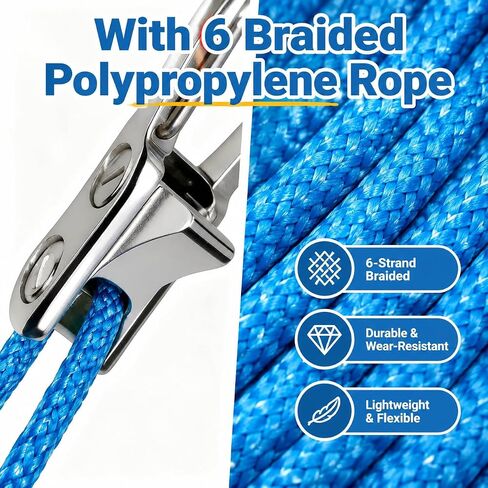 16 Pack Tent Rope Tensioners, 8 Metal Rope Buckles with 8 Blue Braided Ropes, Adjustable Guyline Tighteners for Camping Tents, Tarps, Canopies, Hammocks in Kuwait