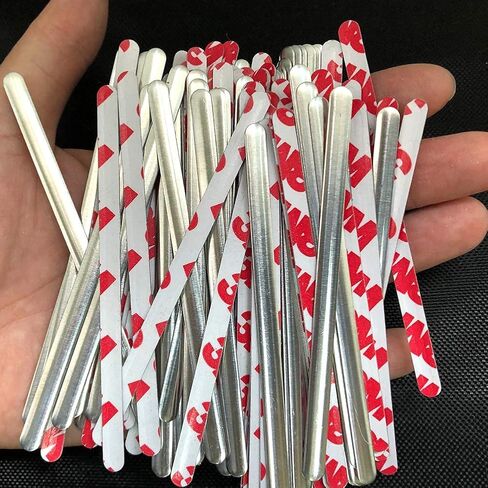Airssory 100 Pcs Adhesive Metal Flat Aluminum Bar Strip Trimming One-Side Sticky Wire for Bridge Band Clip of Nose DIY Crafts Making Accessories - 3.3"-3.5" in Saudi Arabia
