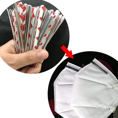 Airssory 100 Pcs Adhesive Metal Flat Aluminum Bar Strip Trimming One-Side Sticky Wire for Bridge Band Clip of Nose DIY Crafts Making Accessories - 3.3"-3.5" in Saudi Arabia